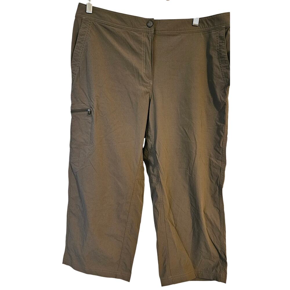 LL Bean Vista Camp Pants Womens 14 Taupe Hiking Outdoor Cargo Stretch
